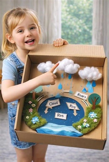 How to Make a Water Cycle Working Model | DIY Rain Cycle Project with 3D Clouds 🌧️☀️