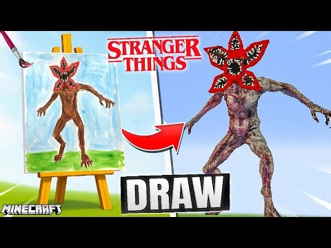 DRAWING STRANGER THINGS BUILD BATTLE IN MINECRAFT with ‪@ProBoiz95‬