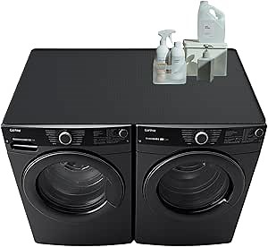 54'' x 27.5'' Washer and Dryer Covers for the Top, Silicone Washing Machine Cover, Dryer Top Protector Mat, Washer Dryer Countertop, Perfect for Laundry Room, Home Use, Black (black, 54'' x 27.5'')