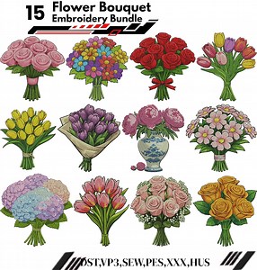 Garden Flower Bouquet Embroidery Design, Floral Machine Stitch Pattern, Instant Digital Download, Machine Embroidery Designs - Etsy