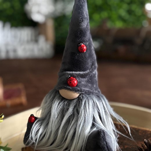 Grey Ladybug Gnome for Whimsical Home Decor - Etsy New Zealand