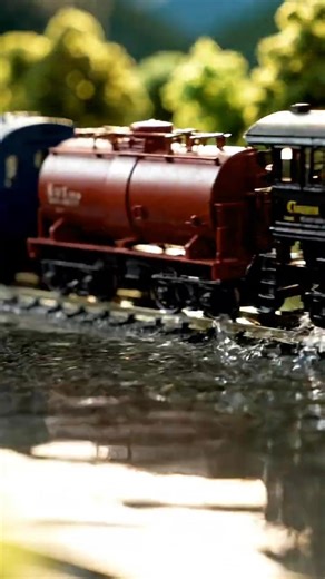 EPIC SPLASH! 💦 Steam Train Plowing Through Water (Cinematic Close-Up)