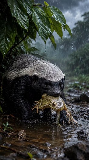 Caught in the Storm! Hungry Honey Badger Finds an Unexpected Meal | Wildlife Documentary