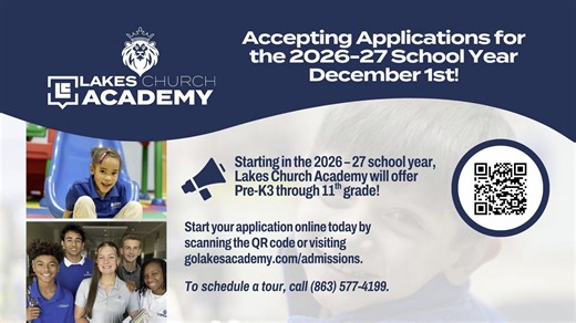 Sunday Morning | Pastor Aaron Burgner | 11:00 am *WHO ARE WE* We are Lakes Church in Lakeland, Florida – one church in multiple locations. We’re gathering in person and online and would love for you to join us! *STAY CONNECTED* Worship online with your Lakes Church Family 11:00 am | golakeschurch.com 9:30 am Blended Worship | Downtown Campus 11:00 am |Modern Worship| Downtown Campus Auburndale Campus | 9:30 am Auburndale en Español | 11 am South Lakeland Campus | 9:30 am Cypress Lakes Village Ca