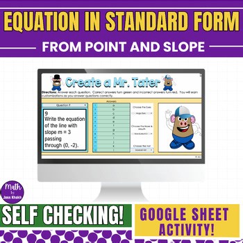 Writing Equation in Standard form from Point and Slope Digital Practice Activity