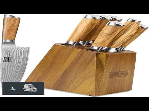 HOSHANHO Knife Set with Block 7 Piece Professional 67 layer Damascus Super Steel Kitchen
