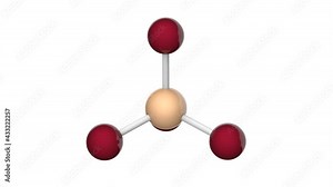 Silicon tetrabromide or Silicon(IV) bromide, is the inorganic compound with the formula SiBr4 or Br4Si. 3D render. Seamless loop. Chemical structure model: Ball and Stick. White background