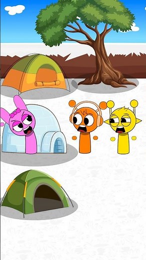 oh noo, help oren and simon sleep in the tent from snowstrom #sprunki #sprunkiincredibox #animation