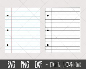 Lined Notebook Paper SVG Bundle, School Paper Svg, School Clip Art, Copybook Paper Png, School Notebook, Cricut Silhouette Svg Cutting File - Etsy