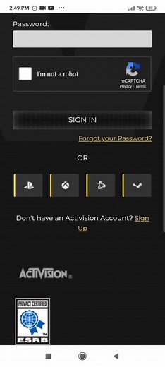 error al iniciar sesión en activision (captcha)