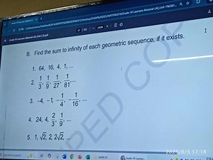 Find the sum to infinity of each geometric sequence, if it exis... | Filo