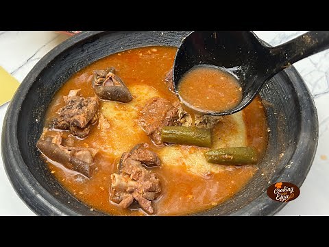 HOW TO MAKE GOAT MEAT LIGHT SOUP | TASTY GOAT MEAT PEPPER SOUP WITH AUTHENTIC GHANA FUFU