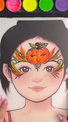 Easy Halloween Funny Pumpkin Face Paint in Minutes! 🎃✨#arttok #pumpkin #facepaint #facepainting