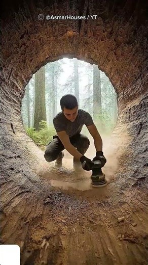 he Built a home Inside a tree! 😳 ( via: @Asmarhouses / YT) #shortvideo