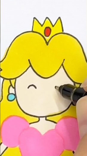How to Draw Princess Peach in Seconds #shorts #cartoon #mario