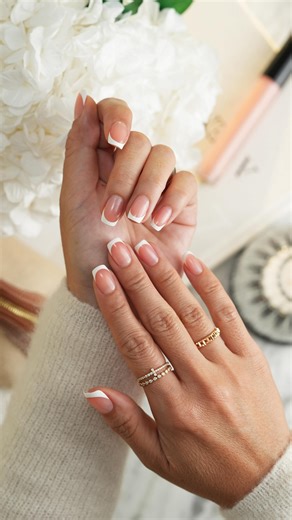 Sabrina Shorb on Instagram: "#ad New year new nails! Love this classic and timeless French Nail Set from @kissnails Core Collection that just launched at @target 💕 Sharing a demo applying the Short Set in Snapshot. Love how easy they are to apply with the adhesive glue, nail file and they’re safe for natural nails. Each set has 32 nails for you to find your exact fit! Love that they’ve added more sizes per kits for a better fit. The Core sets are perfect for your everyday nail look. You can get