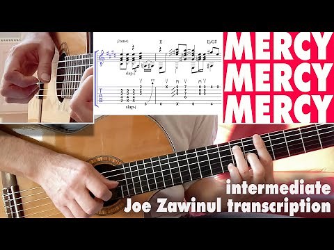 MERCY MERCY MERCY guitar tab tutorial fingerstyle slomo