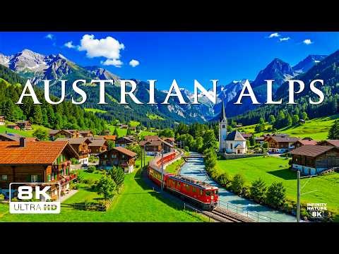 Austrian Alps 8K | Alpine Serenity – Snowy Peaks, Crystal Lakes & Peaceful Meadows