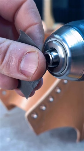 Bob Henderson on Instagram: "Installing the eyelets for this leather boot build! Here we are punching the eyelet holes out of the boots, custom spin surfacing the eyelets, and then crimping the eyelets into the boot. I really enjoy spinning the silver and brass surfaces on these little eyelets, it’s pretty subtle but it adds a distinct machined look and allows the eyelets to age more uniquely. #asmr #howitsmade #satisfying #handmadeboots #bootmaking #handmade #shoemaking"