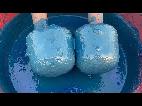 Super duper soft and dusty water crumbling pure blue cement with satisfying sound