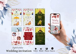 Indian Wedding Invitation Bundle: Haldi, Mehndi, Shaadi (digital, Canva Template) - Etsy