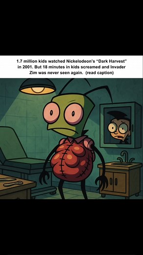 Missing Stories on Instagram: "CASE FILE 0031 : The Episode that made Zim Human In March 2001, Nickelodeon aired an episode of Invader Zim called “Dark Harvest.” If you saw it, you probably remember. If you didn’t… consider yourself lucky. The episode follows Zim — an alien disguised as a human child — after he’s told by the school nurse that something about his body isn’t “normal.” That he’s… missing things. So he decides to fix that. By stealing organs from his classmates. One by one, Zim hide