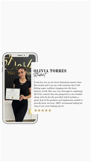 REAL STUDENTS, REAL TESTIMONIES. My Brow Lamination Masterclass is designed to have you well equipped and prepared to take on clients once you’ve successfully completed the course! Olivia has secured a job as a brow artist, charging her worth because as you can see the work she has put in while taking my class speaks for itself 😌 This course does come with lifetime mentorship. Whenever you are feeling stuck or unsure about something brows or business related, I’ll be happy to help you. I know w