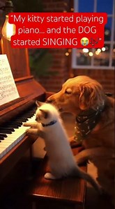 “When Your Kitty Plays Piano and Dog Thinks He’s the Vocalist 😂🎶”