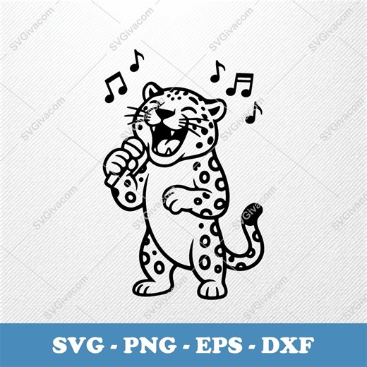 Jaguar Singing SVG | Puffy Cartoon Style Vector | PNG Dxf EPS Clipart | Cricut Silhouette - Etsy