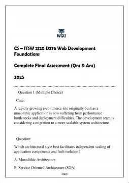 Wgu Cs Itsw 2120 D276 Web Development FoundATIons Complete Final Assessment 2025 Questions Answers