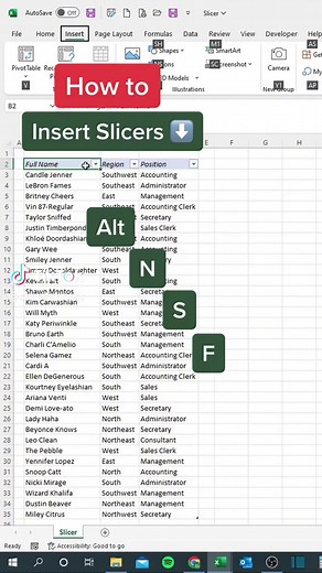 How to insert slicers in Excel! #cheatsheets #excel #exceltips #googlesheets #spreadsheet #tutorial #onthisday