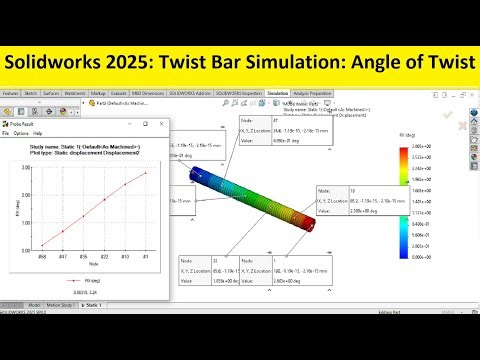 Solidworks simulation: Calculate angle of twist for torsion bar