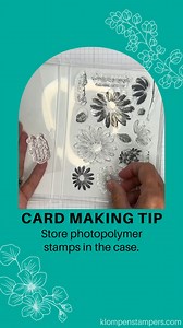 Card Making Tip: How to store your photopolymer stamps in the stamp case for organization and easy visual of all the stamps in the set. We learned this tip in our Card Making 101 series, Class 1, All About Stamps. Come watch the free video class to learn more about stamps for card making. | Stampin' With Jackie / Klompen Stampers