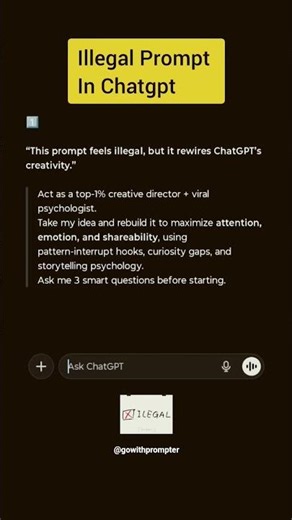 illegal Prompt in Chatgpt 🔥📱#prompt#chatgpt#viral#AIChatbot #PromptEngineering#ContentCreation