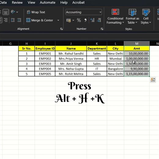 99% Excel Users Don’t Know This! ALT + H + K 😱 Excel Ka Finance Secret!