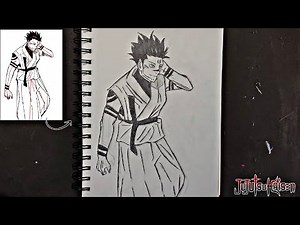 How to draw Sukuna Full body from Stick man | Jujutsu Kaisen | step by step | easy anime drawing