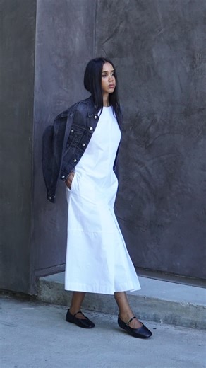 38K views · 226 reactions | Salem Indrias styles the Cotton Poplin Sleeveless Midi Dress three ways. Relaxed energy for every day. | Calvin Klein | Facebook