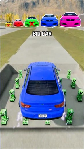 Big & Small Cars vs Minecraft Creeper Pit #shorts #beamngdrive
