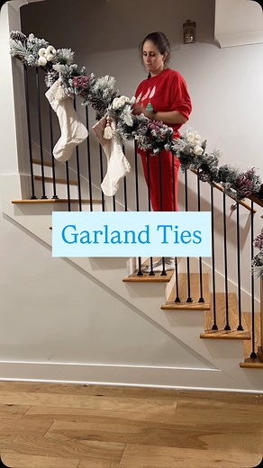 Who else has dents in their railing from cutting off zip ties?! These are actually renter-friendly and I love the look so much more than zip ties #christmas #christmasdecor #christmashack #renterfriendly #renterfriendlychristmas | Breezing Through