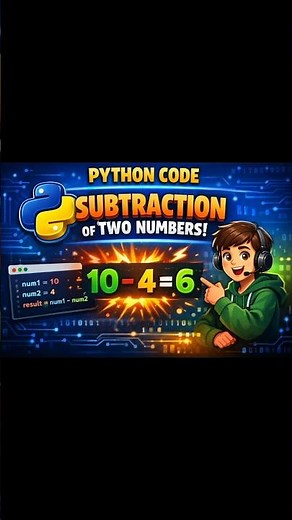 Python code to find subtraction of two numbers #pythoncode