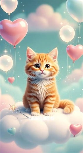 Floating Whiskers in a Minty Sky ✨🐾#KawaiiKitten #PastelAesthetic #CuteAnimation