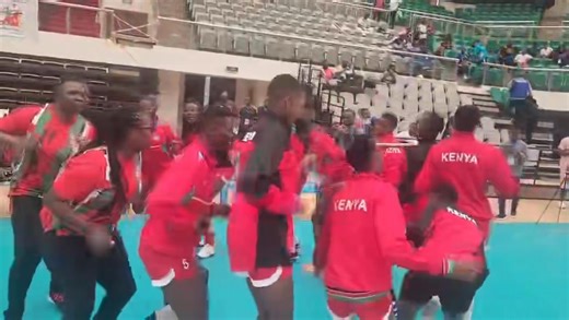 Hali ilivyo kule Yaoundé , Cameroon. U-20 Kenya women’s team warm up with a dance ahead of their semifinal clash against Egypt . | Kenya Volleyball Federation