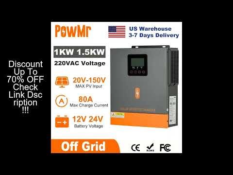 PowMr 1000W 1500W Hybrid Solar Inverter 12V 24V 220V Off Grid Pure Sine Wave Inverter Dual Output wi
