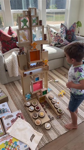 18K views · 147 reactions | Cash and I built this tower together ️✨ It’s safe to say he’s pretty proud of it! All of the materials we used are from Guidecraft, and you can find them on my Amazon Storefront: https://www.amazon.com/shop/preschoolvibes As an Amazon Associate, we earn from qualifying purchases. | Preschool Vibes | Facebook