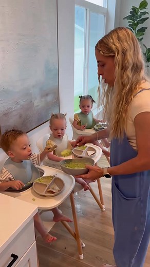 Breakfast with triplets😋💕#momlife #baby #motherhood #twins #family | Maddy