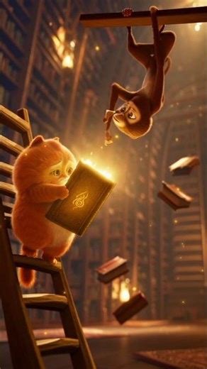 Cat Reading 📚 Monkey Hanging 😂Ladder Cat vs Monkey 🐒😺Funny Cat Study 😂📚Monkey Prank on Cat 🐒😂