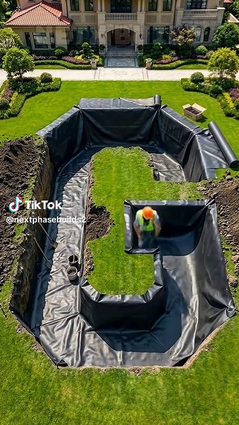 The flow of time: From a small garden to a G-shaped Koi pond 🐟 #NextPhaseBuilds #KoiPond #Landscaping #BackyardTransformation #TimelapseBuild