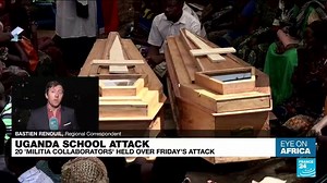 🇺🇬 Authorities in #Uganda say that 20 people have been detained for questioning about their possible role in last weeks school #massacre. 42 people were hacked to death, shot and burned by the #ADF, a group of Islamic State linked fighters. Our regional correspondent brings us the details ⤵️ | Eye on Africa - France 24