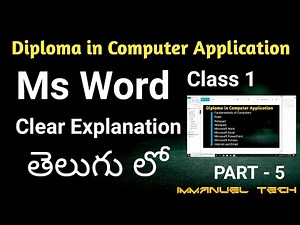 Ms Word Tutorials in Telugu 2020 | Ms Word in Telugu | By Immanuel Tech