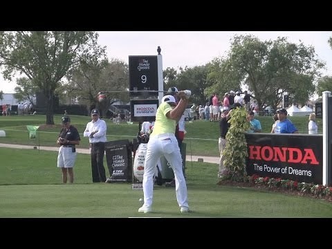 GOLF SWING 2013 - RICKIE FOWLER TEE SHOT - REAR BUTT VIEW - REGULAR & SLOW MOTION - 1080p HD